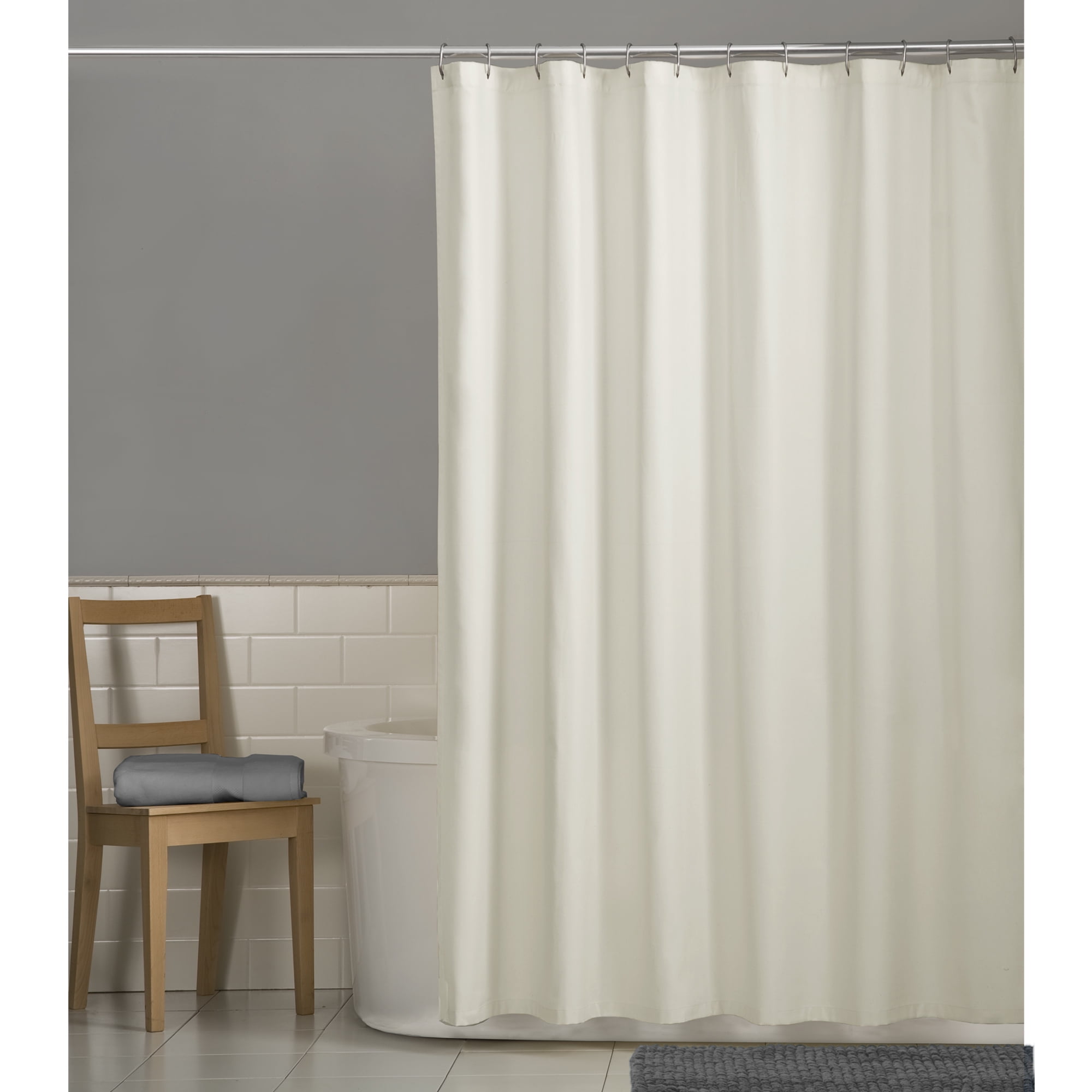 Zenna Home Water Repellent Fabric Shower Curtain Liner, 70" x 72", Beige