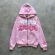 thumbnail image 2 of Sudadera con capucha de espuma rosa con cremallera para hombre y mujer, ropa informal Harajuku, clásica europea y americana, holgada, Y2K, 2024, 2 of 3