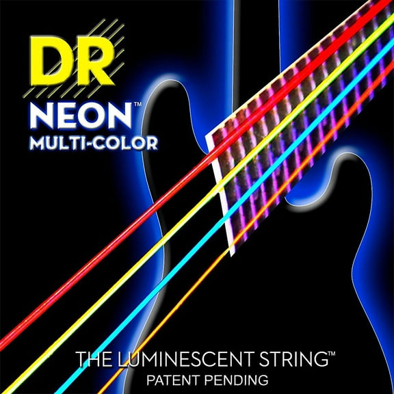 DR Strings Hi-Def NEON Multi-Color Coated Medium 6-String Bass Strings