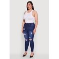 thumbnail image 3 of Women's Plus Size WAX High Waisted Distressed Frayed Skinny Jeans, 3 of 5