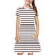 thumbnail image 2 of Odeerbi Niñas de Verano Vestido de Línea A Rayas Vestido de Columpio Vestido Elástico de Manga Corta Para Niños, 2 of 7