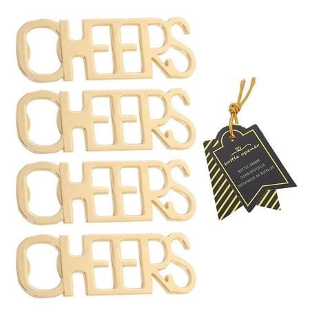 

NUOLUX 4pcs Cheers Letter Shaped Bottle Opener Creative Wedding Portable Lifter Corkscrew Party Supply