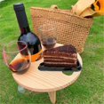 thumbnail image 2 of Outdoor Portable Folding Wine Table for Garden Lawn Picnic Wooden Wine Rack Round Table, 2 of 4