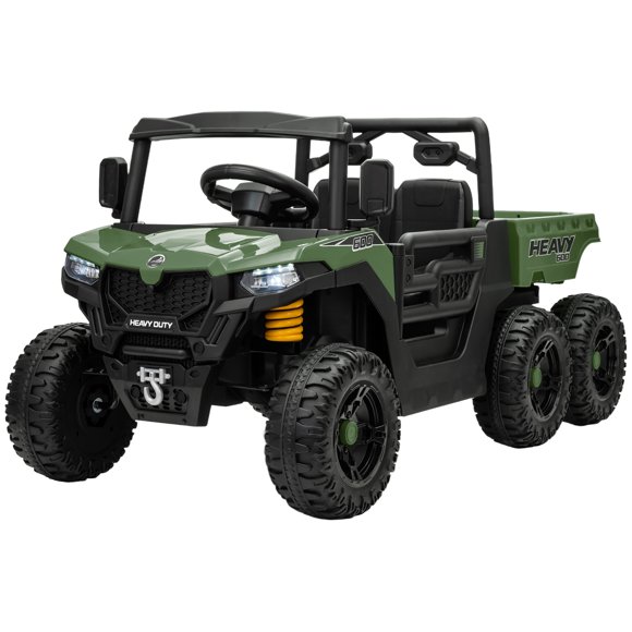 CoSoTower 24V 4WD Kids Ride On Truck with 6 Wheels Electric Ride On Car with Remote, Dump Bed for 3-8 Years, Green