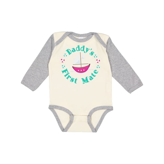 Inktastic Daddys First Mate (Girl) Girls Long Sleeve Baby Bodysuit