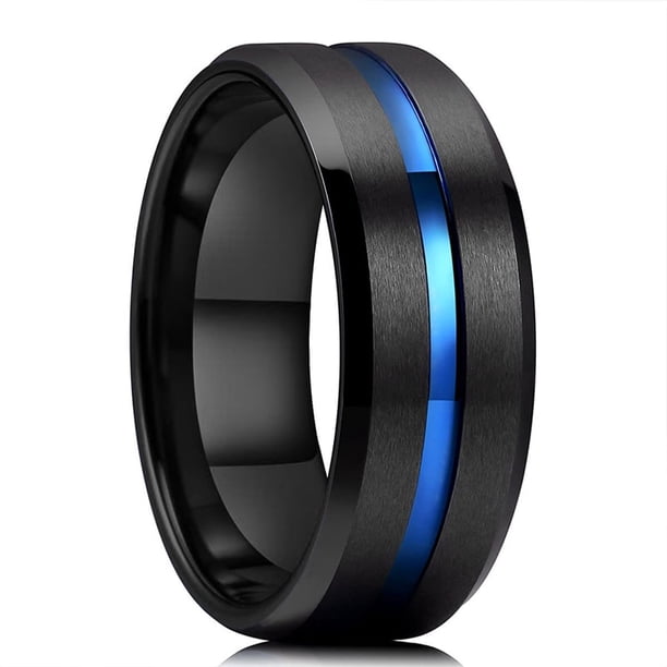 Anillo de dragón celta de acero inoxidable con borde biselado y ranura roja para hombre de 8mm a la moda, anillo de fibra de carbono rojo con incrustaciones de circón, anillo de boda para hombre Dengxun unisex