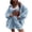 Sky Blue, variant on HAiming Womens 2 Piece Sets Outfits Casual Long Sleeve Lapel Collar Button down Blouse and Shorts Fall Fashion Clothes