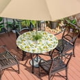 thumbnail image 2 of Yellow Lemon Flower Outdoor Round Tablecloth with Umbrella Hole and Zipper Elastic Edged Circle Table Cloth Waterproof Fitted Table Covers for Picnic Camping Garden Fit 36-44in, 2 of 7
