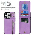 thumbnail image 5 of ELEHOLD for iPhone 13 Pro Max 6.7" Vintage Leather Wallet Case,Practical Card Holders RFID Blocking Zipper Wallet Kickstand Ring Holder Shockproof Anti-Scratch Case for Women Men,Purple, 5 of 8