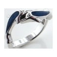thumbnail image 2 of Deep Blue Paua Shell Double Dolphin Sterling Silver Ring, 2 of 3