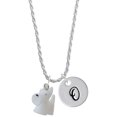 thumbnail image 1 of Delight Jewelry Resin White Scottie Dog Silvertone Script Initial Disc - O - Charm Necklace, 20"+3", 1 of 4