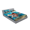 thumbnail image 2 of Mermaid Fitted Sheet & Pillow Sham Set, Lifelike Mermaid Holding a Sea Lily Magic Aquatic World Theme, Decorative Printed 6 Piece Bedding Decor Set, Queen, Burnt Sienna Pale Blue, by Ambesonne, 2 of 3