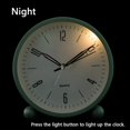 thumbnail image 3 of Despertador analógico, reloj pequeño súper silencioso de 4 pulgadas sin tictac con luz de noche, funciona con pilas, diseño simple, para dormitorio (azul cielo), 3 of 5