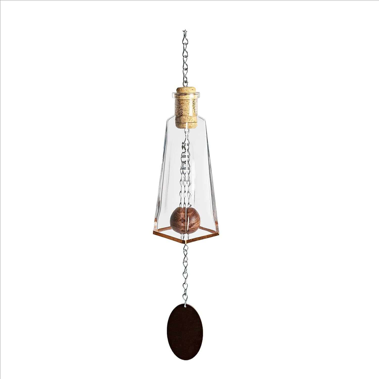Handmade Clear Glass Wind Chimes Made From Pyramid Shaped Bottles, Colorful Home Decor Outdoor Garden or Patio
