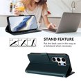 thumbnail image 5 of Wallet Leather Case For Samsung Galaxy S26 Ultra 5G 6.9",with Card Holder,wristband, Shockproof Kickstand Embossed Love Cat Phone Case,Dark Green,For Galaxy S26 Ultra 5G, 5 of 8
