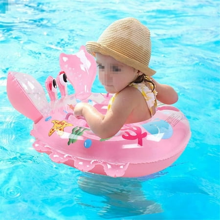 Baby Swimming Ring Floats with Safety Seat Double Handle Inflatable Infant Swim Ring for Babies Kids Swimming Float Baby Floaties for Pool Swim Training Aid Pool Floats for