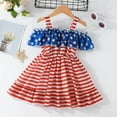 thumbnail image 2 of Splozh 4th Of July Outfits for Toddler Girls Toddler Girls Independence Day Stars Striped Printed Dress 4th Of July Kids Ruffles Princess Dresses Red,18 Months, 2 of 7