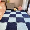 thumbnail image 1 of Milk Velvet Patchwork Rugs, Plush Puzzle Foam Floor Mat, Puzzle Floor Mat Tiles, Carpet Tiles with Padding, Anti-Slip Rug Puzzle Mats for Floor (Navy Blue+Light Blue,20pcs), 1 of 7