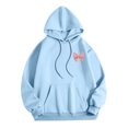 thumbnail image 7 of Godom Women Loose Hoodie Sweatshirt Solid Basic Fleece Letter Long Sleeve Kangaroo Pocket Drop Shoulder Pullovers Top, 7 of 7