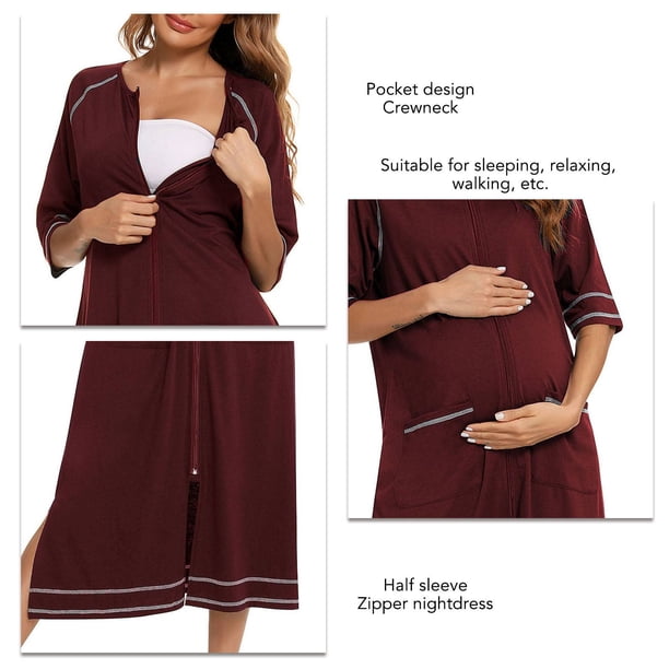 Camisón de media manga camisón suelto suave para mujer embarazada cuello redondo bolsillo informal para la vida diaria para el hotel en casa ANGGREK Otros
