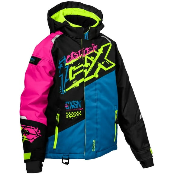 Castle X Code G5 Youth Snow Jacket Process Blue/Pink Glow/Hi-Vis XL