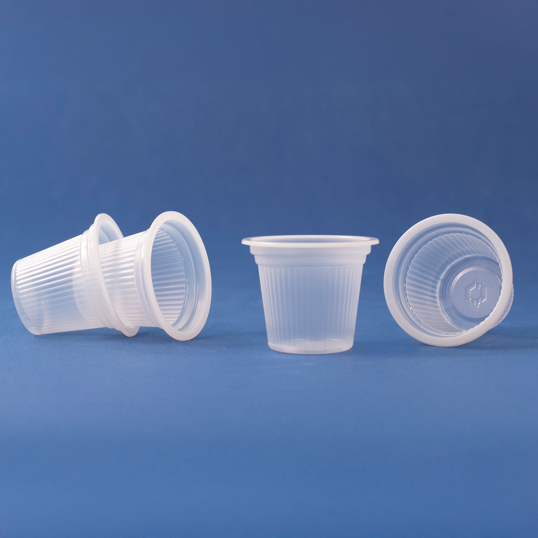 Katae Plastic Disposable Cups, Ribbed, Clear, 0.75 fl oz, 250 Count