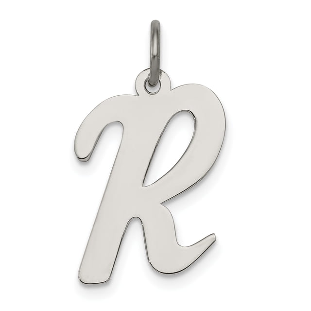 925 Argent Sterling Délicate Lettre R Nom Initial Monogramme Collier Pendentif Pendentif