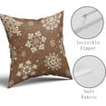 thumbnail image 4 of Brwon Snowflakes Christmas Pillow Covers 20x20 Set of 2 Xmas Snow Holiday Decoration Print Decorative Outdoor Pillowcases Seasonal Winter Gift Farmhouse Throw Cushion Case Decor for Couch Sofa Bed, 4 of 6