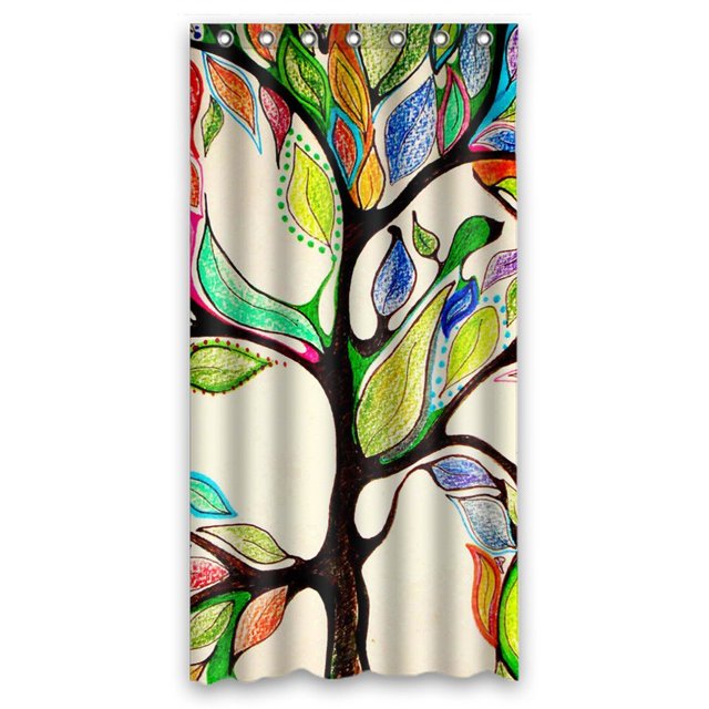 ABPHQTO Cortina de ducha de baño de cuero precioso Árbol de la vida, anillos de ducha incluidos Cortina de ducha impermeable de poliéster 90x180 cm ABPHQTO QIUQIAN105-36x72