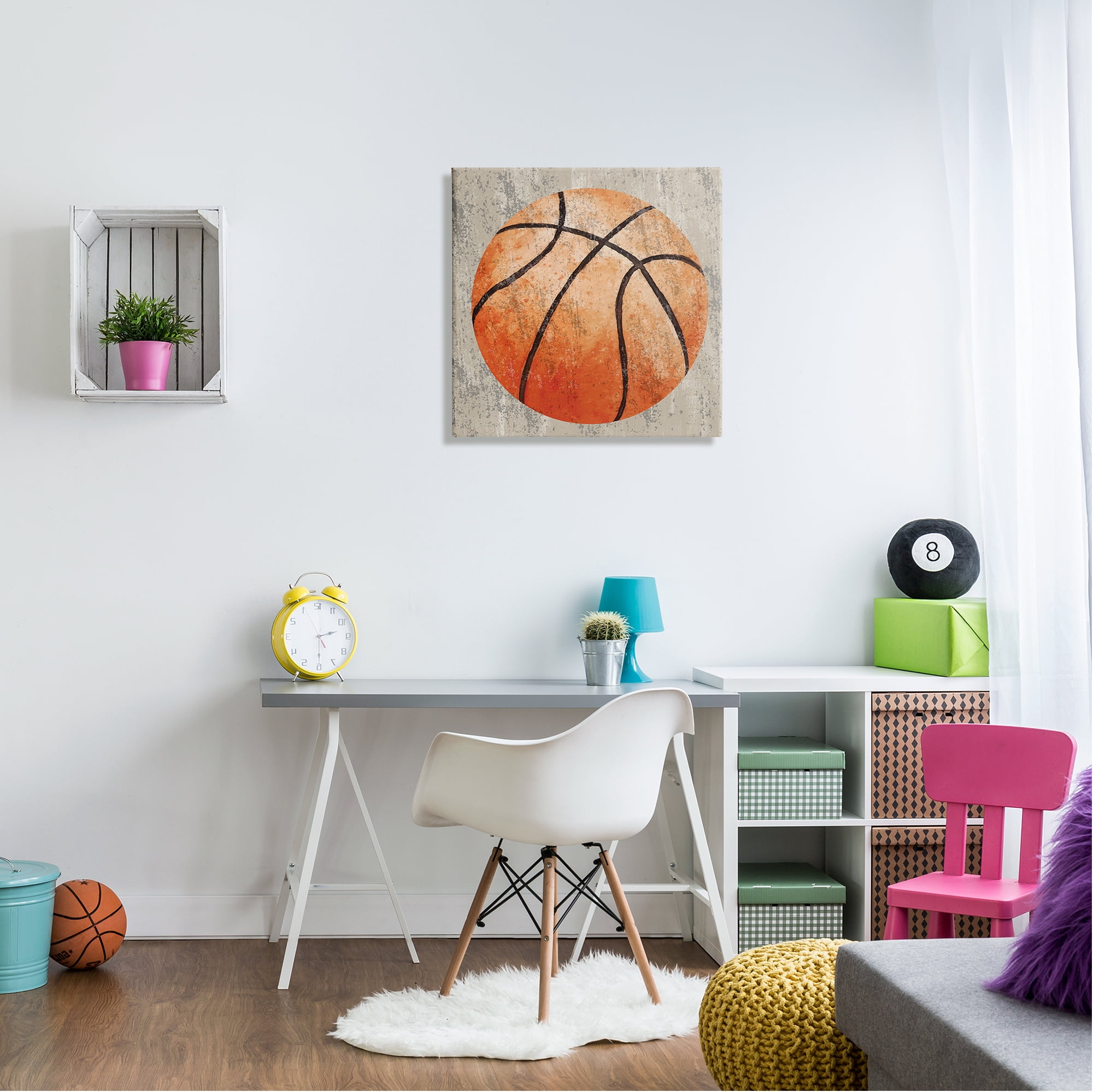 Stupell Industries Rustic Sports Basketball Abstract Painting Gallery Wrapped Canvas Art Print Wall Art, 24 x 24