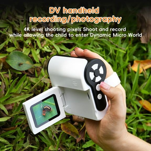 DV Microscope for Kids 1000X Microscope with 6 Adjustable LED Lights 2Inch LCD with 32GB Memory Card Portable Microscope,White
