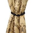 thumbnail image 2 of Beautiful Rope Curtain and Drapery Holdback Embellished with Glass Beads Tieback, 26" Spread (66cm), 3/16" (0.5cm) Thick # RTB9920BEADED,, Pure Black #K9 (Jet Black) Set of 2, 2 of 5