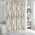 thumbnail image 6 of Green Pink Weeping Eucalyptus Shower Curtain, Waterproof Shower Curtains for Bathroom, Spring Summer Farmhouse Leaves Washable Fabric Bathtub Curtain Set Bath Decor with 12 Hooks Stall 36"x72", 6 of 8
