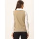 thumbnail image 4 of Suéter sin mangas Allegra K con cuello en V de muy buen gusto para mujer Caqui XS, 4 of 5