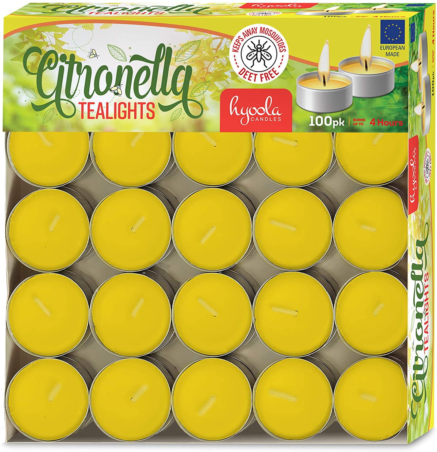 Pack of 25 Citronella Tea-light Candles Mosquito Fly Insect Repellent 