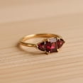 thumbnail image 3 of Princess & Trilliant Cut Garnet Trilogy Engagement Ring, Three Stone Anniversary Gift, Past Present Future Promise Ring, Red Gemstone Ring, January Birthstone Ring, 3 of 5
