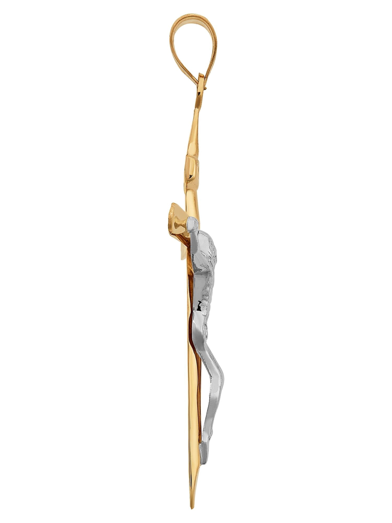 Brilliance Fine Jewelry 10K Yellow and White Gold Crucifix Cross Charm
