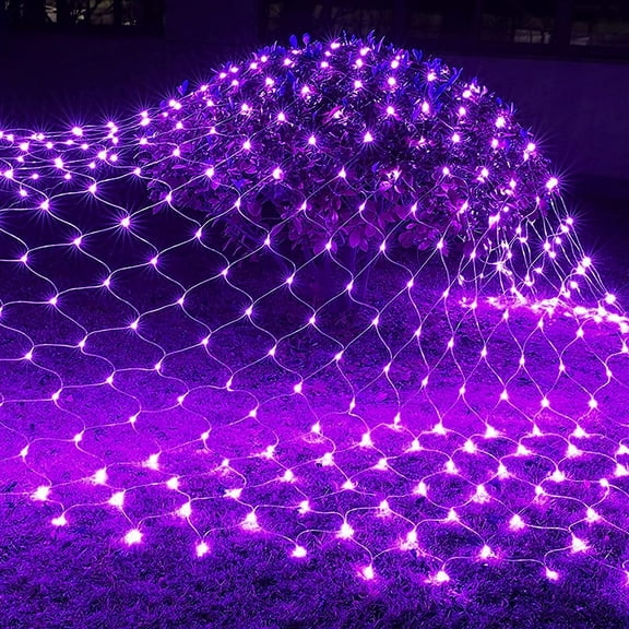 Morttic Christmas Lights, LED Christmas Net Lights Outdoor, Waterproof Christmas Net Lights, 200 LED 9.8 FT x 6.6 FT 8 Modes Plug in, Decor for Bushes Garden Party Xmas Tree (Purple)