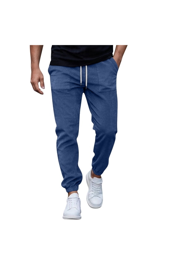 Men's Slim Denim Jogger Pants Drawstring Waist Elastic Cuff Soft Fabric Casual Daily Streetwear Outdoor Errands Navy M