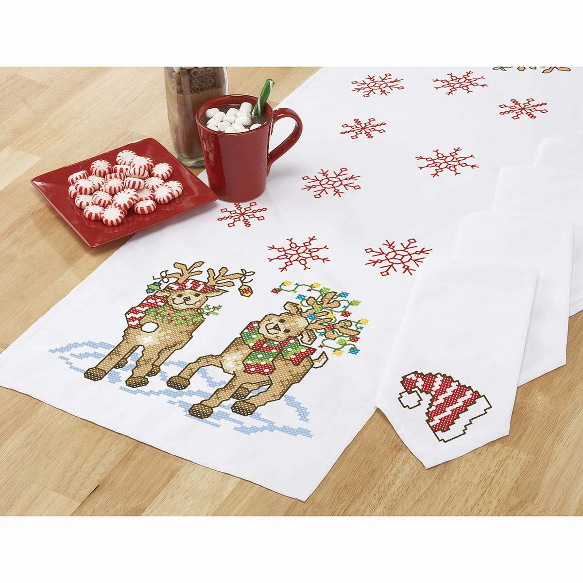 Herrschners® Reindeer Roundup Table Runner & Napkins Stamped Cross