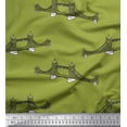 thumbnail image 1 of Soimoi Green Modal Satin Fabric Text & London Bridge Architectural Printed Fabric 1 Yard 42 Inch Wide, 1 of 3