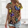 thumbnail image 3 of Leopard Print Colorful Butterfly Pattern Women's Blouse Short Sleeve Women's Top T-Shirt Spring Summer Clothes, 3 of 7