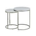 thumbnail image 4 of ACME Zaidee Metal Nesting Table Set with Marble Top in Nickel (Set of 2), 4 of 5