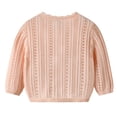 thumbnail image 3 of Sentuca Girls Cardigan Sweaters Size 2-3Y Knitted Openwork Long Sleeve Cardigan Lightweight Button-up Solid Color Casual Comfortable Toddlers Sweater Coats Beige, 3 of 7