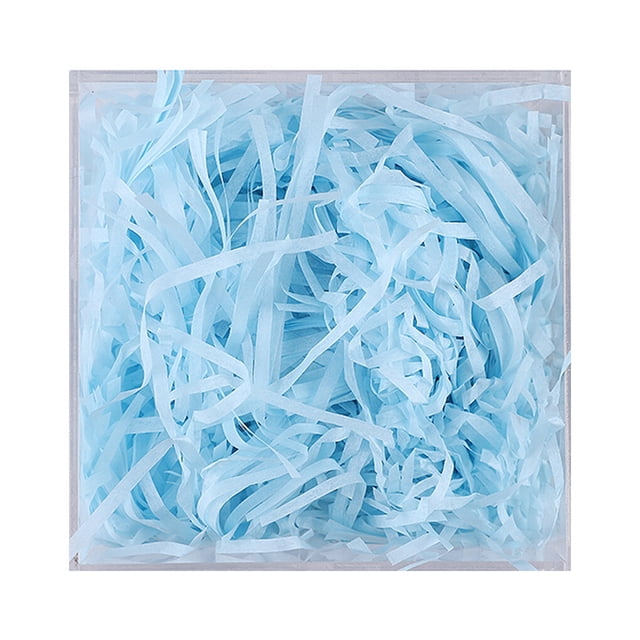 1 Pack Lafite Paper Raffia Candy Filling Filler Colorful Shredded Box Packaging Decoration Practical Wedding Party Easter New Year Light blue