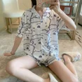 thumbnail image 2 of Novedad de verano, ropa de dormir para mujer, pantalones cortos de manga corta, conjunto de dos piezas a cuadros, ropa bonita para el hogar, cárdigan de estilo coreano, 2 of 5