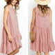 thumbnail image 4 of Vestido De Mujer Sin Mangas Chaleco De Puntos Con Volantes Vestido Suelto De Cuello Redondo, Rosa, XL Methold AP002086-28, 4 of 7