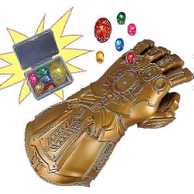 Infinity War Thanos Infinity Gauntlet With Electronic Detachable Glowing Infinity Stones Cosplay Halloween Prop Pvc Gloves For Adult-M