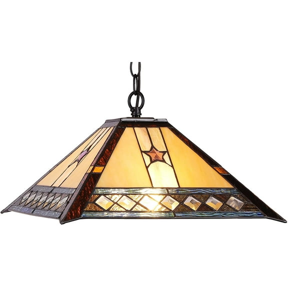 RADIANCE Goods Tiffany-Style 2 Light Mission Hanging Pendant Fixture 16" Shade