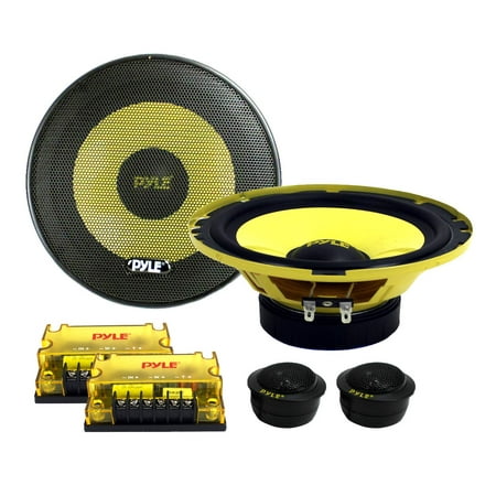 PYLE PLG6C - 2-Way Custom Component Speaker System - 6.5” 400 Watt Component with Electroplated Steel Basket, Butyl Rubber Surround & 40 Oz Magnet Structure - Wire Installation Hardware Set Included